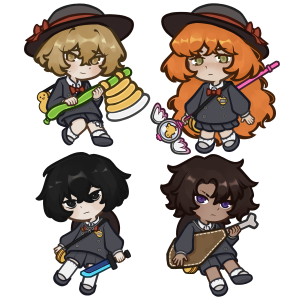 Sinnerlings Double-Sided Acrylic Keychain Set A (Yi Sang, Heathcliff, Ishmael, Sinclair) | Limbus Company