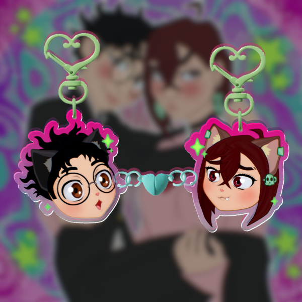 Okarun x Momo ✦ Dandadan [ACRYLIC KEYCHAIN + HEART MAGNET]