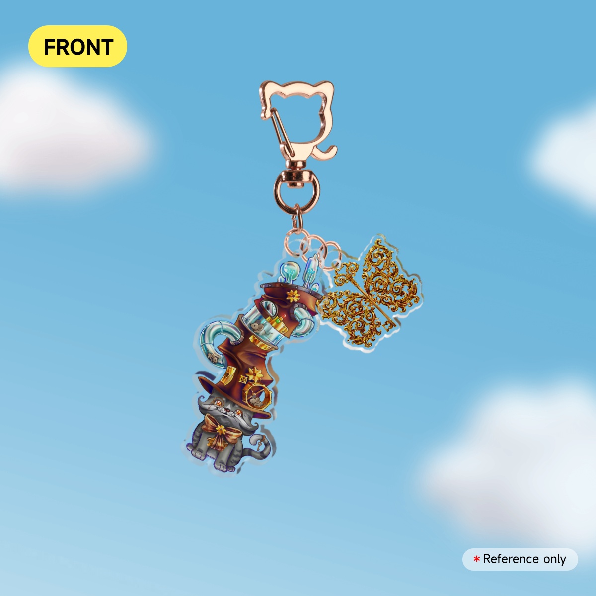Steampunk cat Acrylic 2-Piece Keychain