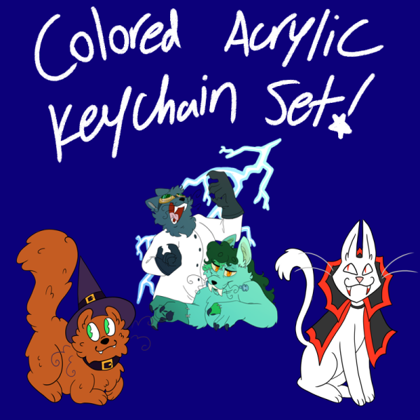 Halloween Kitties - Colored Acrylic Keychain Set