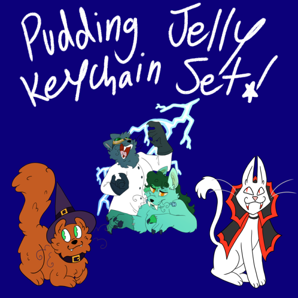 Halloween Kitties - Pudding Jelly Keychain Set