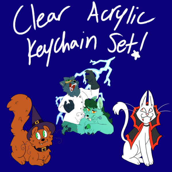 Halloween Kitties - Clear Acrylic Keychain Set