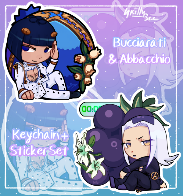 Bruno Bucciarati & Leone Abbacchio Keychain & Sticker Set