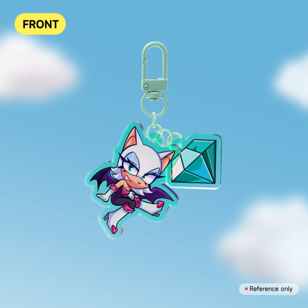 Sonic the Hedgehog | Rouge & Cyan Chaos Emerald | Premium Double-Link Acrylic Keychain