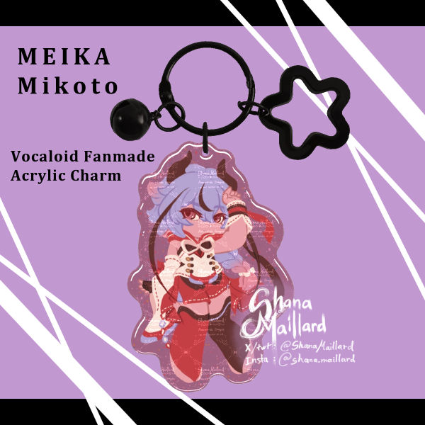 Vocaloid Meika Mikoto Translucent Colored Boarder Epoxy Acrylic Charm Fanmerch