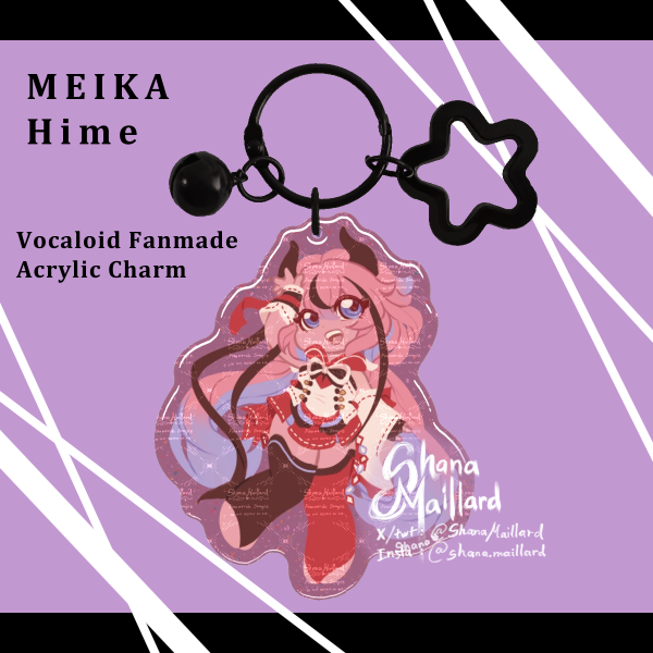 Vocaloid Meika Hime Translucent Colored Boarder Epoxy Acrylic Charm Fanmerch
