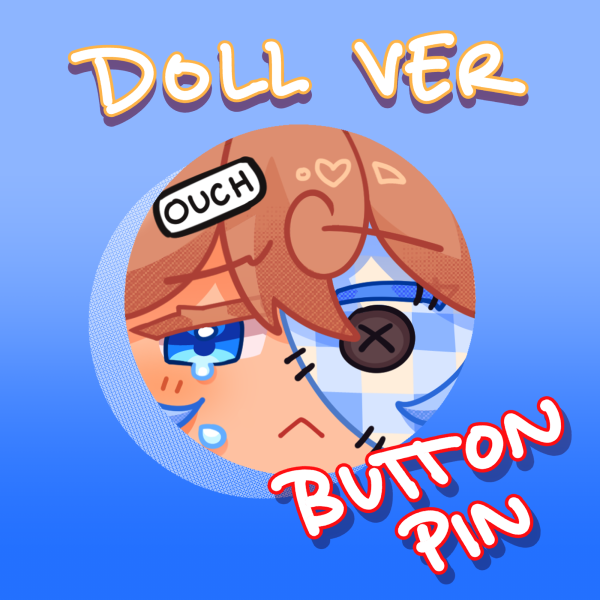 Doll Teddy Button Pin