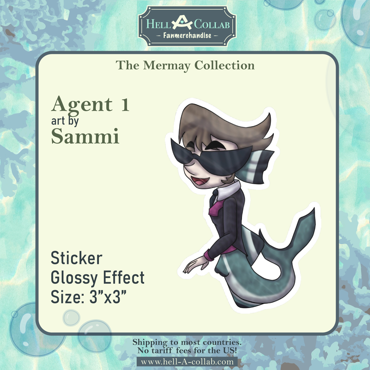 Agent One sticker Hellacollab Mermay Collection