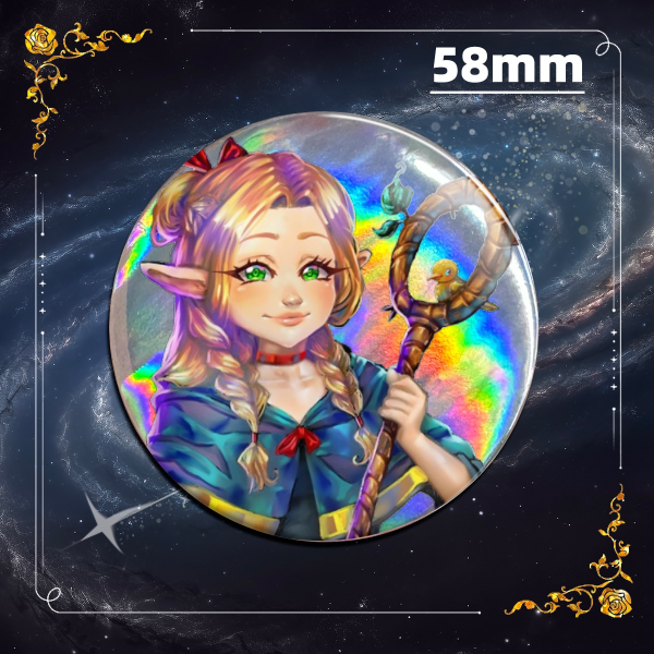 Marcille Delicious in Dungeon Rainbow Holographic Badge
