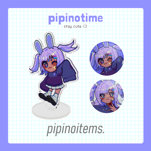 Pipino Items Set 1 - pipinotime Acrylic Standee, 2 Can Badges