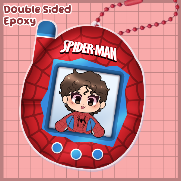 Spider-Man Tamagotchi Epoxy Keychain