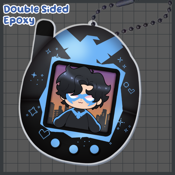 Nightwing Tamagotchi Epoxy Keychain