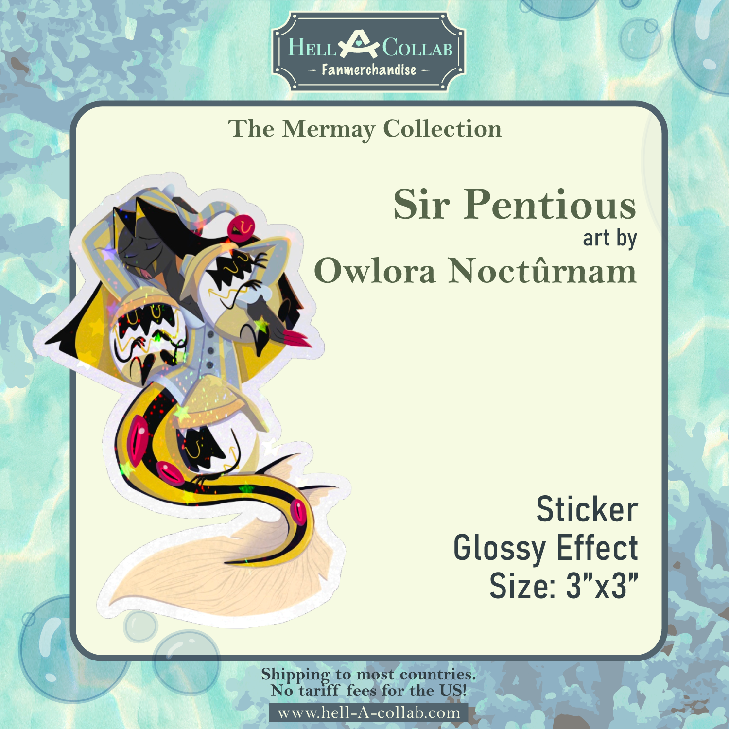 Sinner Sir Pentious - holo star Die Cut Stickers - Hellacollab Mermay collection