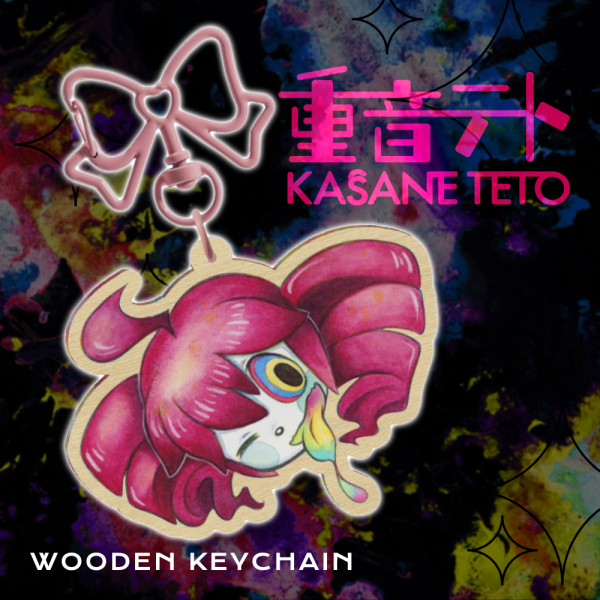 Kasane Teto Wooden Keychain