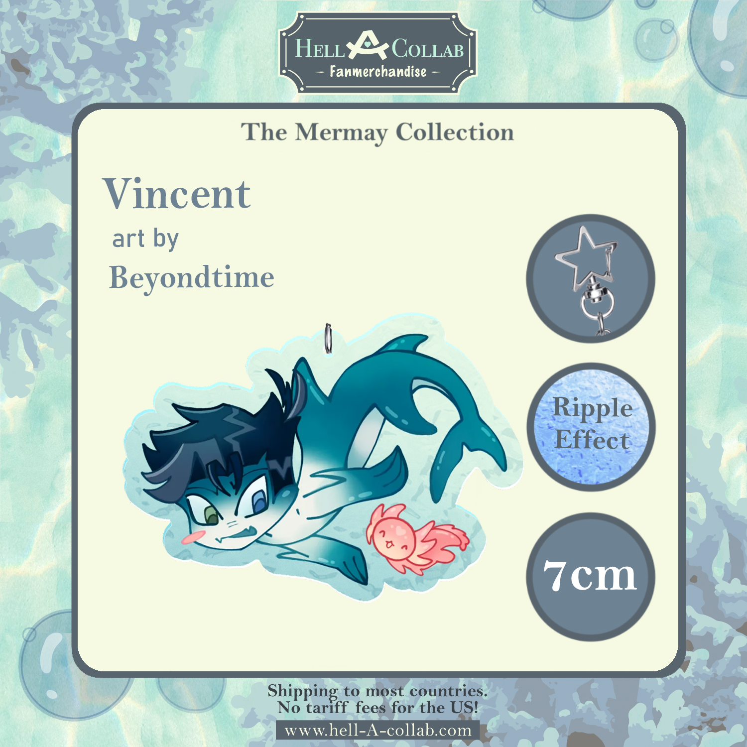 Gummy Shark Vincent (Axolotl) – Ripple Keychain – Hellacollab Mermay Collection