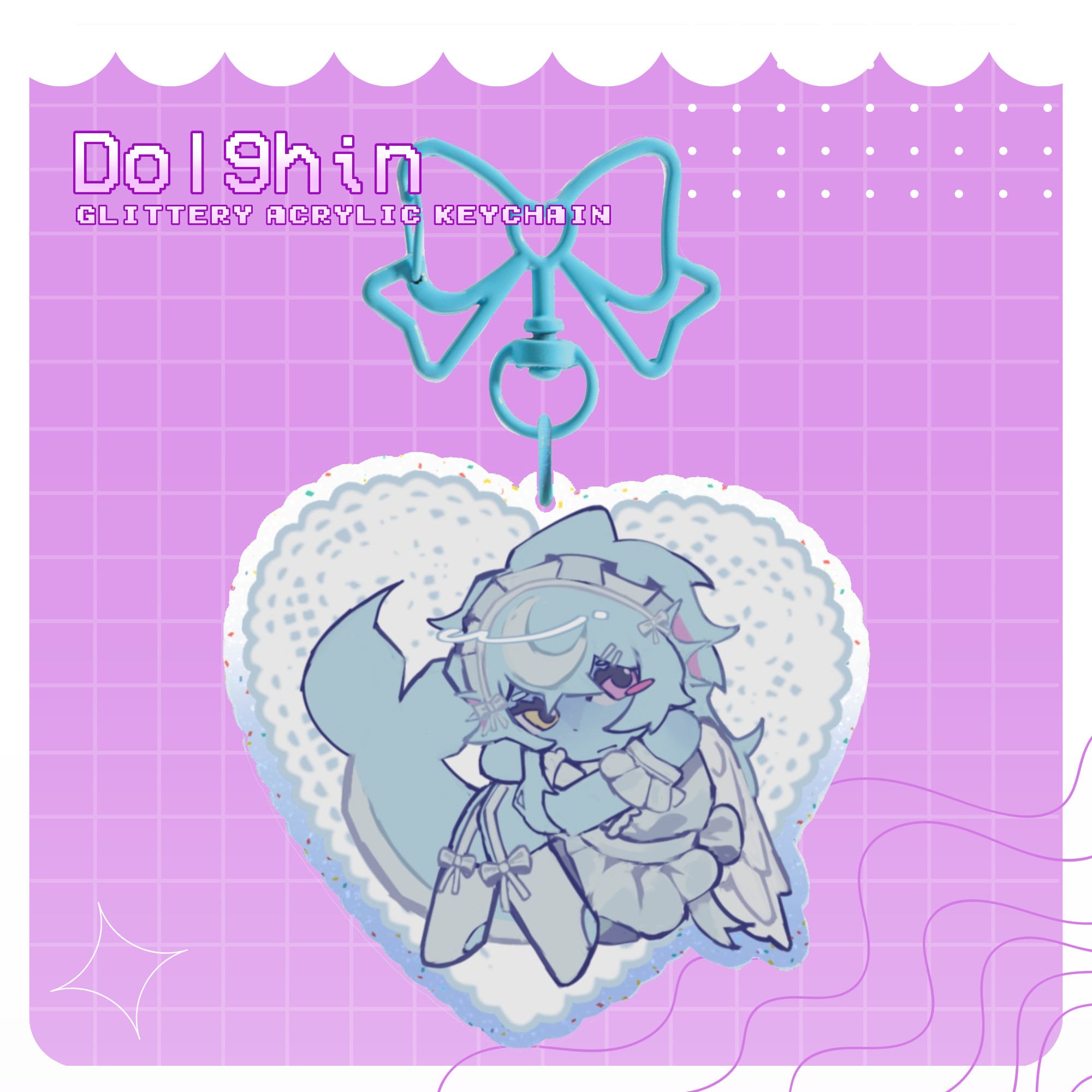 Dol9hin Glittery Acrylic Keychain
