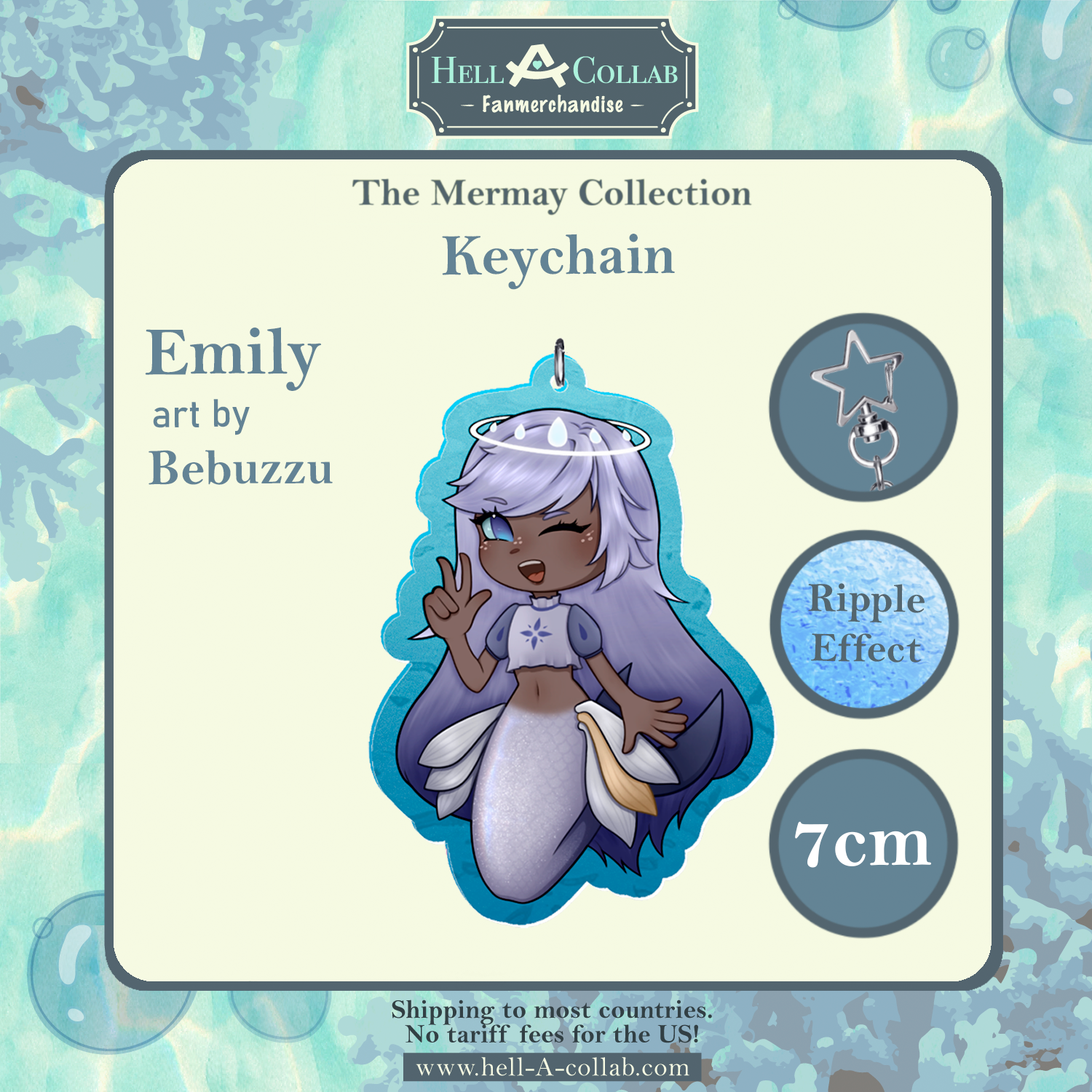 Emily – Ripple Acrylic Keychain – Hellacollab Mermay Collection