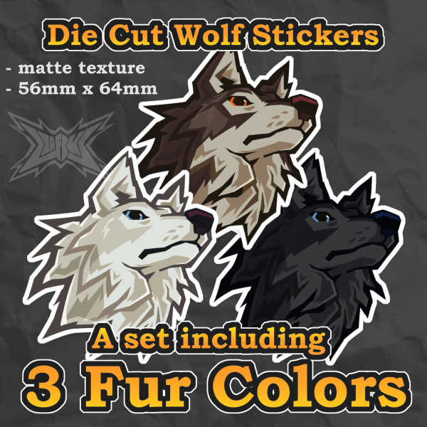 Wolf Stickers [Set of 3 Fur Colors]