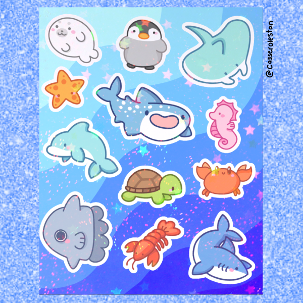 Ocean Friend Doodles Holo Sticker Sheet