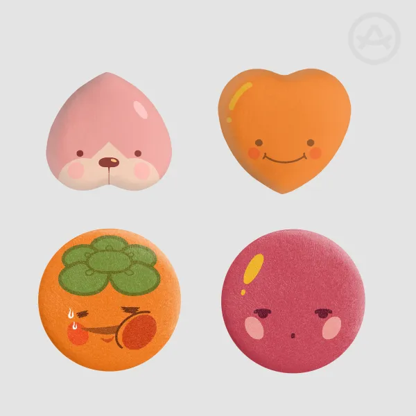 PEACHDOG & FRIENDS PLUSH PIN-BACK BADGE SET