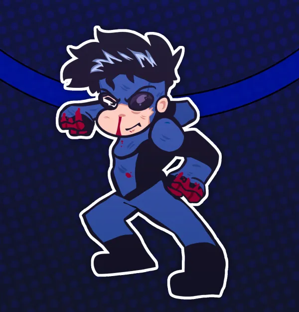Invincible | Blue Suit Battle Damaged Sticker