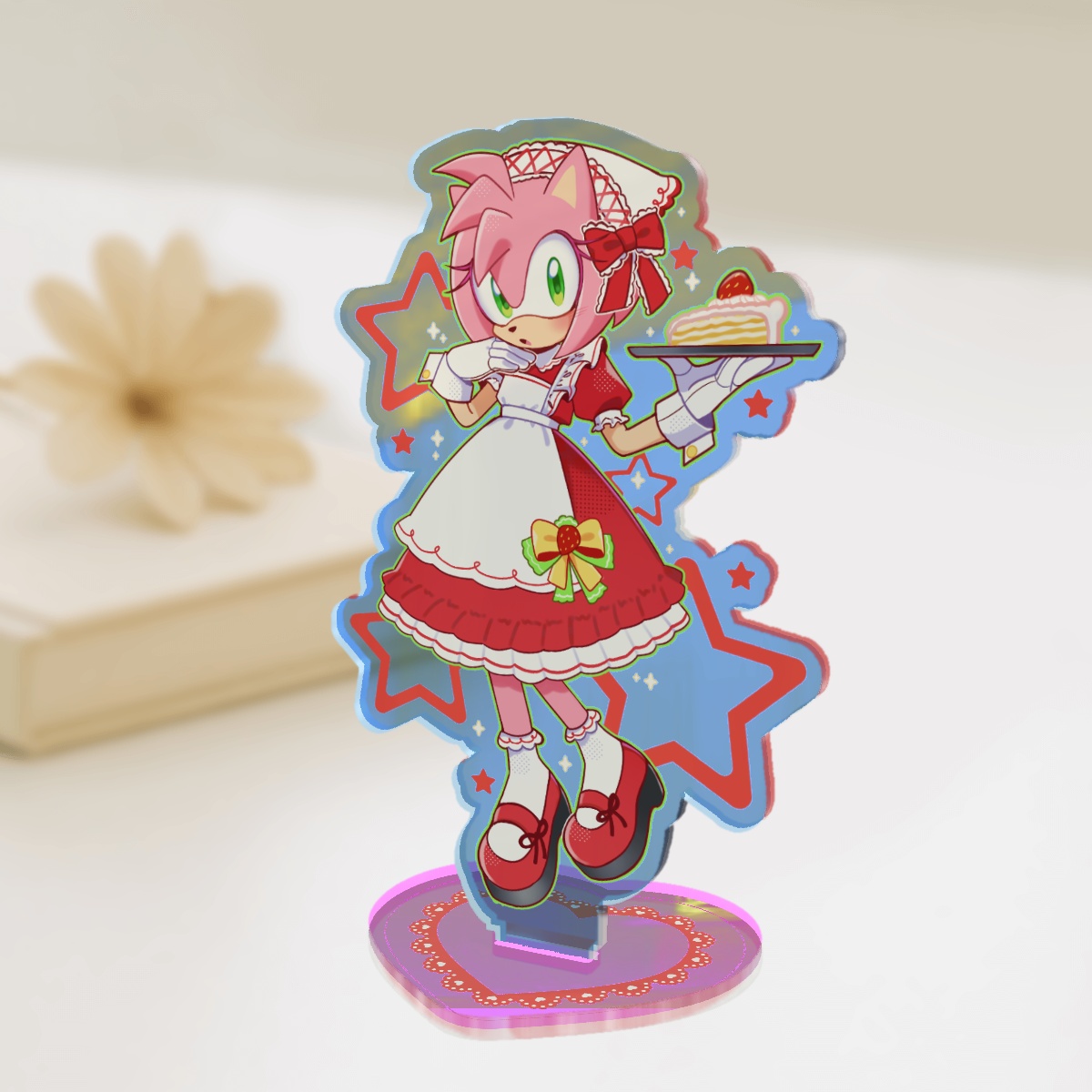 Sonic - Cute maid Amy - Rainbow Acrylic Standees (15cm)