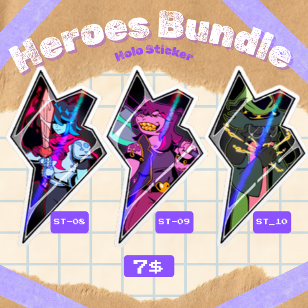 ST -08+09+10 "Heroes Bundle - Deltarune" - Die Cut Holo Stickers
