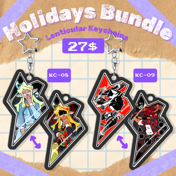 KC-08+09 "Shadowcrystal Holiday Bundle- Deltarune"- Shaped Lenticular Acrylic Pendant $15.00