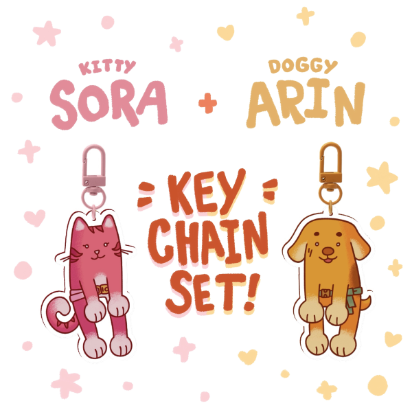 Arin Doggy and Sora Kitty Keychain Set!