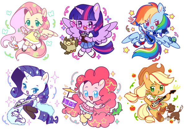 Main 6 Broken Glass holo keychain set