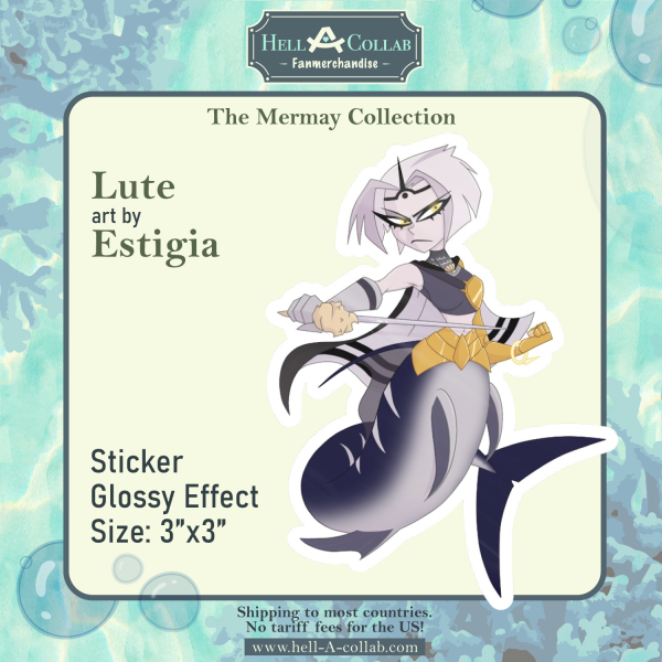 Lute Die Cut Sticker - Hellacollab Mermay Collection