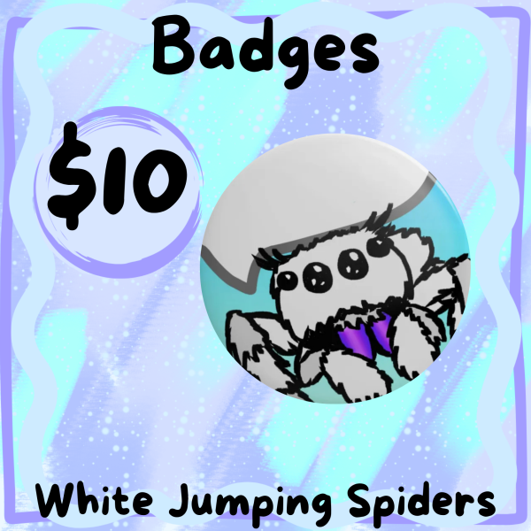 Writable White Jumping Spider Badge