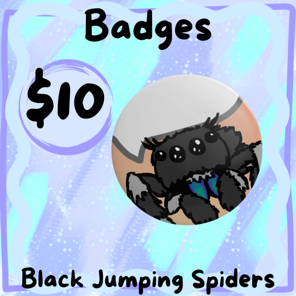 Writable Black Jumping Spider Badge