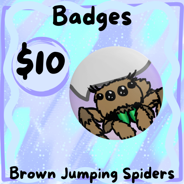 Writable Brown Jumping Spider Badge