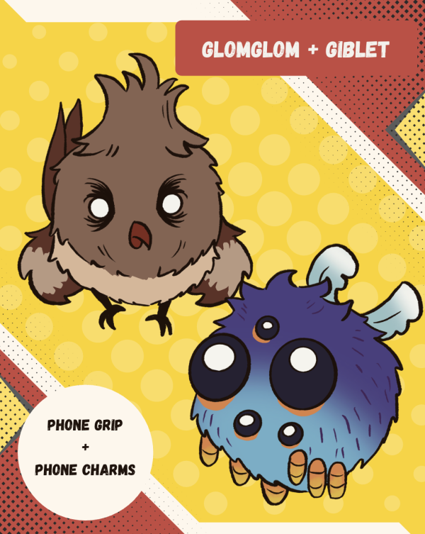 Glomglom and Giblet Phone Grip and Charm