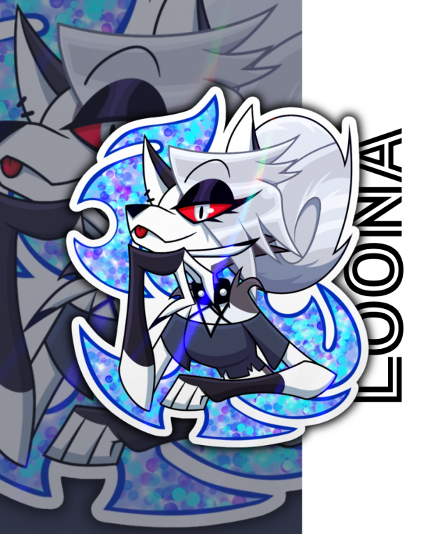 Helluva Boss - Loona Head Bun - Die Cut Paper Holo Light Sticker