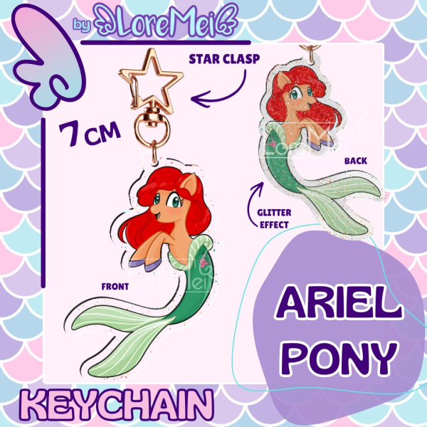 ꒰𑁬°Ariel Pony°໒꒱ || Glitter Keychain