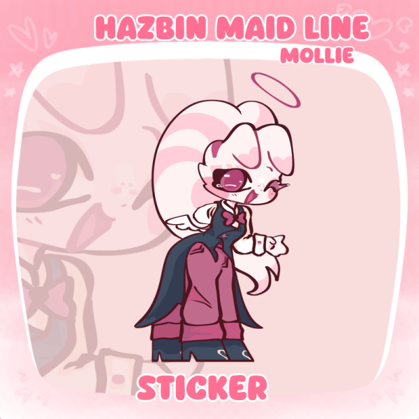 Mollie maid line chibi sticker Comm Colored Edge Die Cut Stickers
