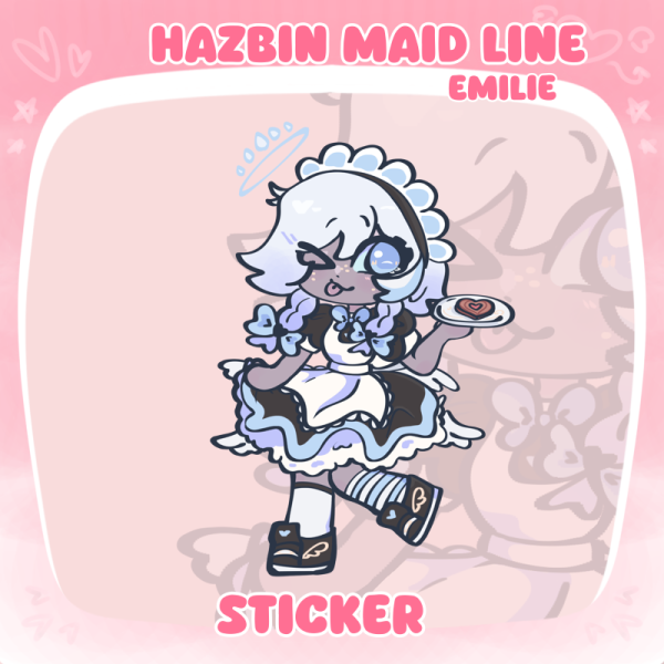Emily Hazbin Maid Line Comm Colored Edge Die Cut Stickers