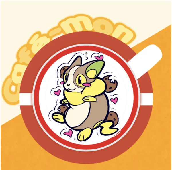 Yamper Pokemon --- Café-mon Collab! --- Glitter Acrylic Keychain
