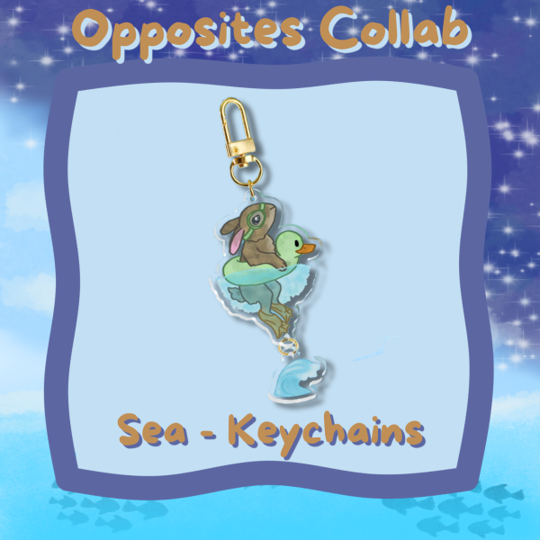 Sea - Swimming Bunny Keychain - Opposites Collab