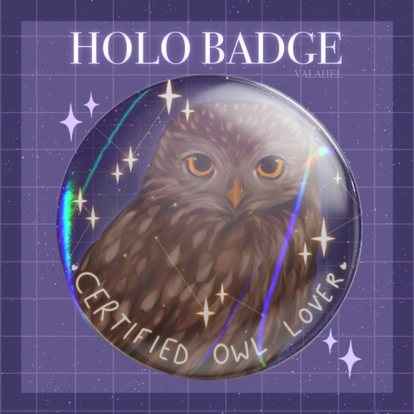 Certified Owl Lover | Little Owl | Holographic Badge
