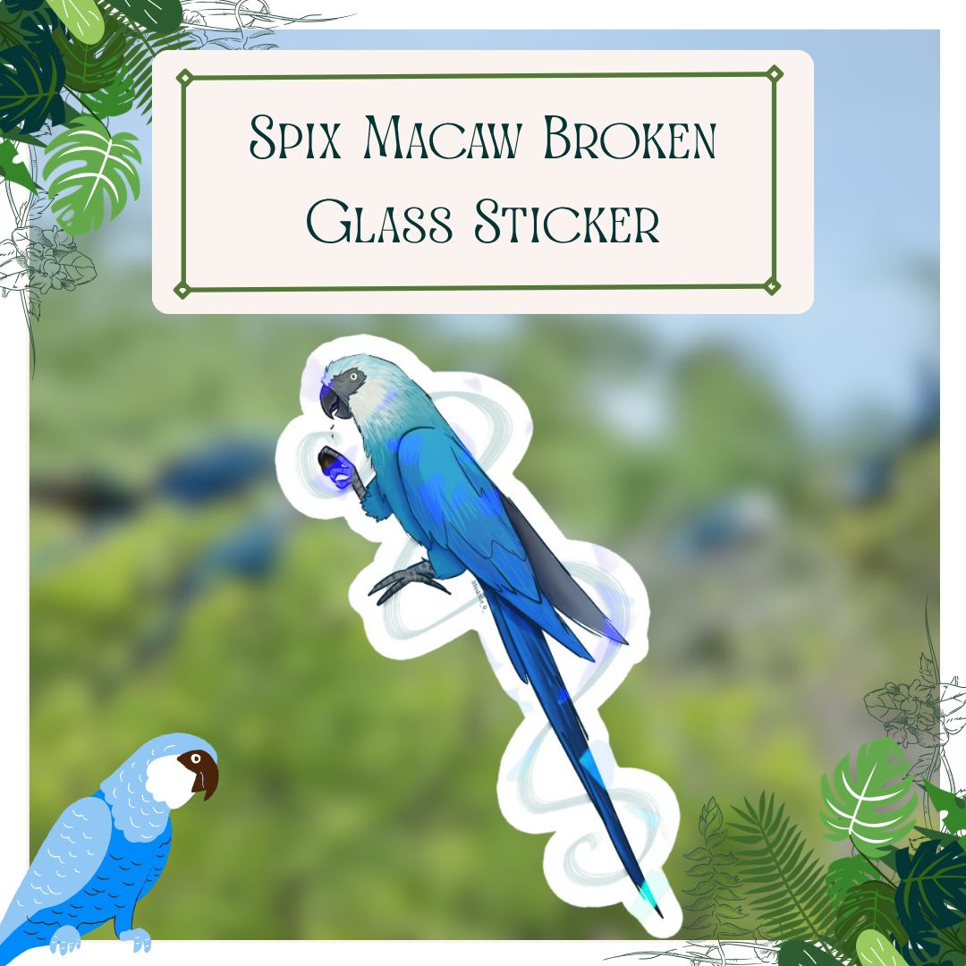 Spix Macaw Broken Glass Sticker