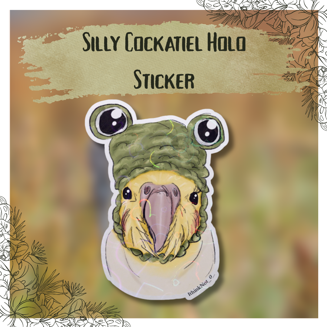 Silly Cockatiel Holo Sticker