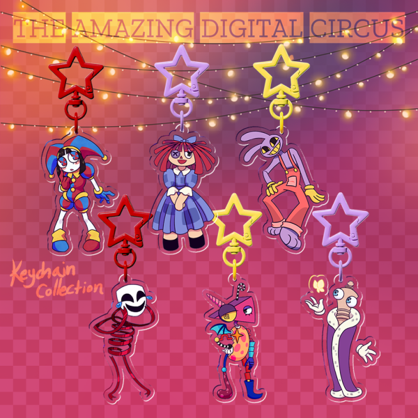 Digital Circus Clear Keychain Set
