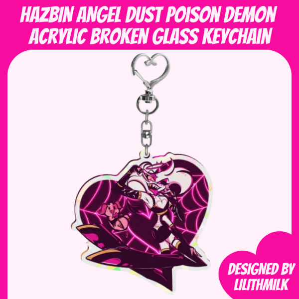 Hazbin Hotel Angel Dust Poison Demon Broken Glass Acrylic Keychain