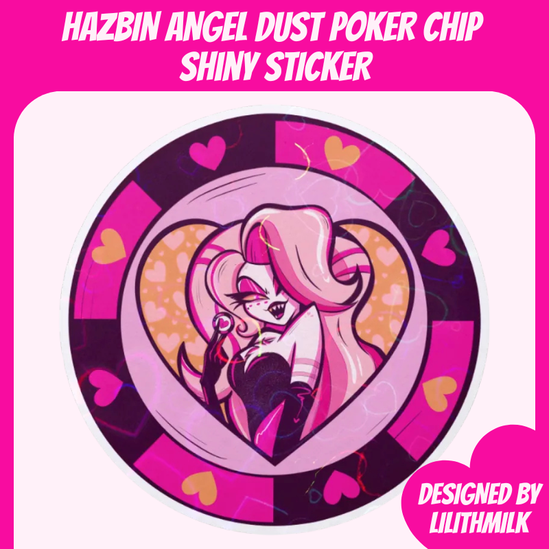 Hazbin Hotel Angel Dust Poker Chip Losin' Streak Heart Die Cut Sticker