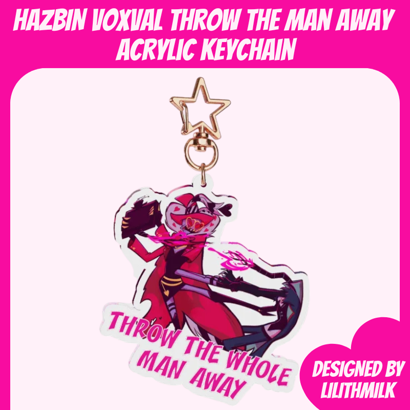 Hazbin Hotel Vox Valentino Throw The Whole Man Away VoxVal Clear Acrylic Keychains