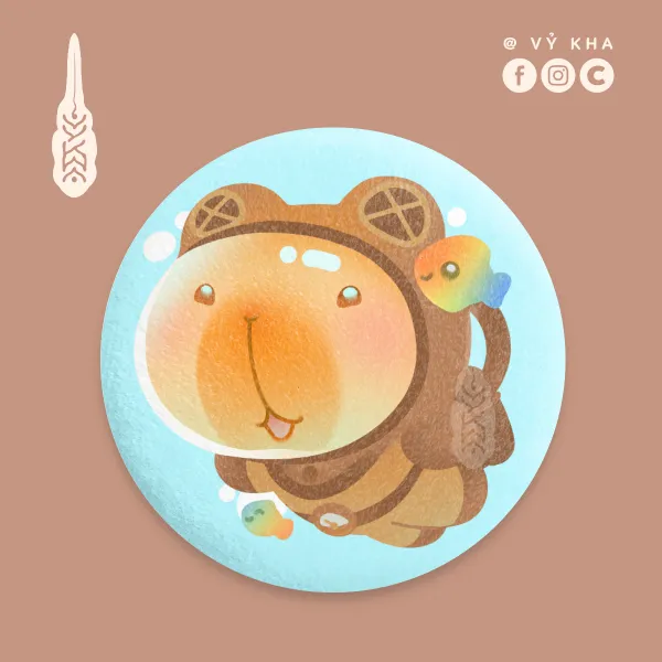 "Diver Capybara" • Plush Badges