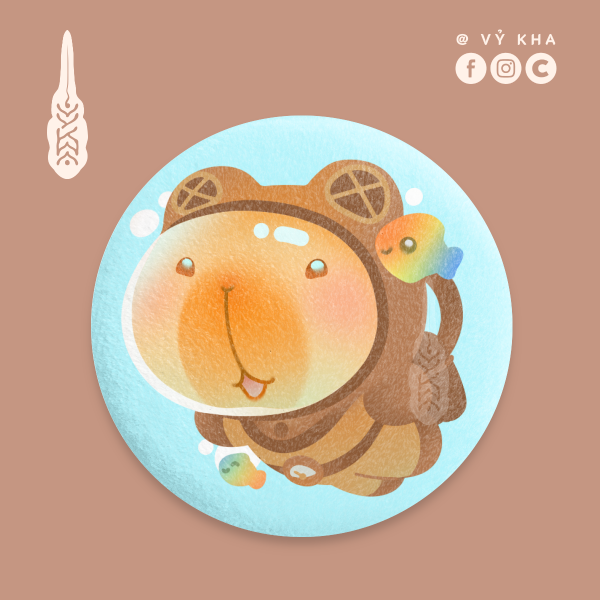"Diver Capybara" • Plush Badges